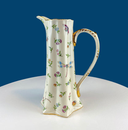 Vintage Fine Bone China Pitcher: Bohemian Chic Floral Vase - Tampa Home & Garden Store