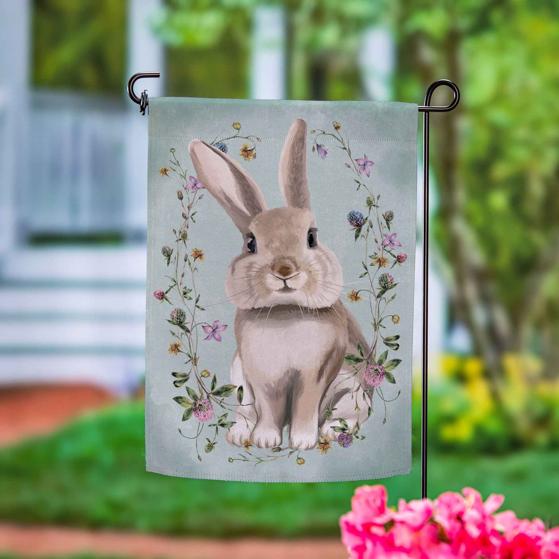Vintage Floral Hare Suede Garden Flag - Tampa Home & Garden Store