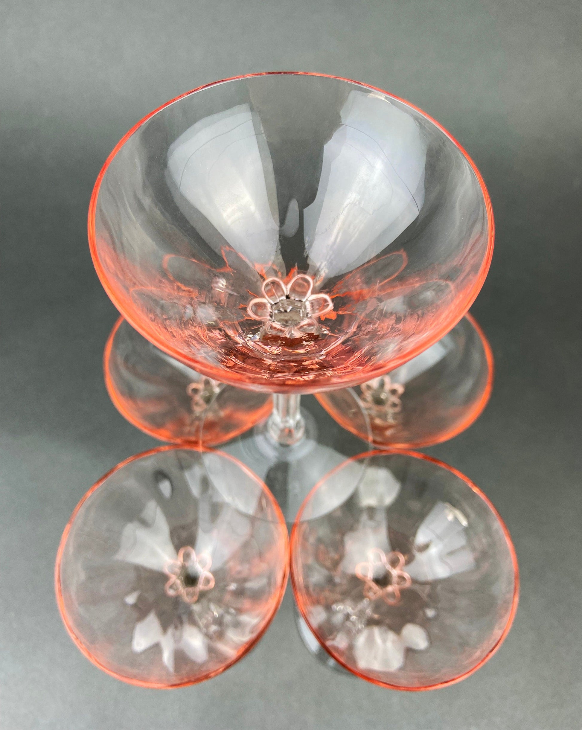 Vintage Fostoria Crystal Glasses in Pink. Tall Claret Light Pink Stemware. Set of Five Footed Glassware for Fine Dining. - Tampa Home & Garden Store