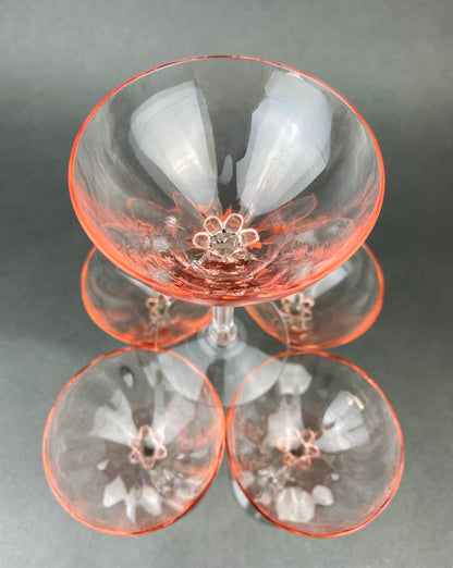 Vintage Fostoria Crystal Glasses in Pink. Tall Claret Light Pink Stemware. Set of Five Footed Glassware for Fine Dining. - Tampa Home & Garden Store