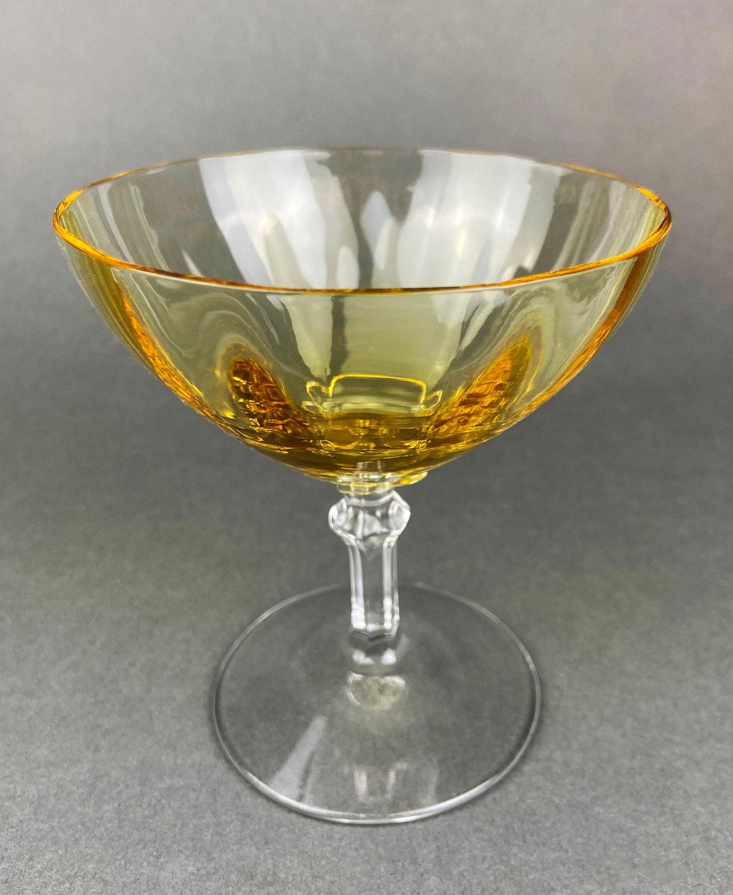Vintage Fostoria Crystal Topaz Champagne Glasses. Light Yellow Depression Glass Low Sherbet Stemware. Gold Footed Glasses.  Set of Six. - Tampa Home & Garden Store