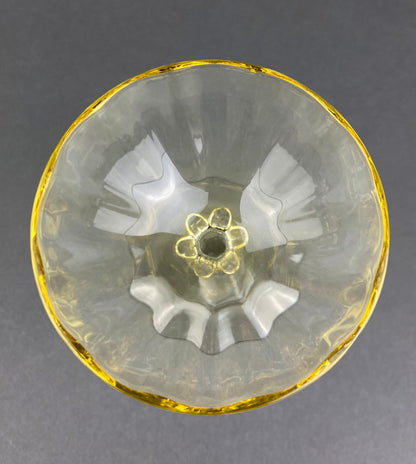 Vintage Fostoria Crystal Topaz Champagne Glasses. Light Yellow Depression Glass Low Sherbet Stemware. Gold Footed Glasses.  Set of Six. - Tampa Home & Garden Store