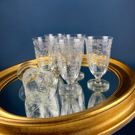 Vintage Fostoria Navarre Juice Water Goblets. Set of 6 Etched Crystal Glasses. Home Decor. Dining Room Decor. Collectible Glassware. - Tampa Home & Garden Store