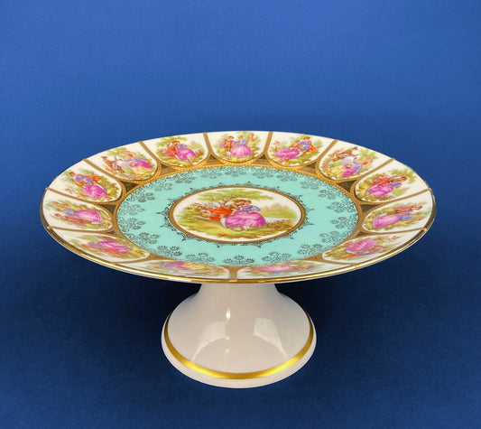 Vintage Fragonard Porcelain Footed Cake Stand, Bavaria OTCO, Collectible - Tampa Home & Garden Store