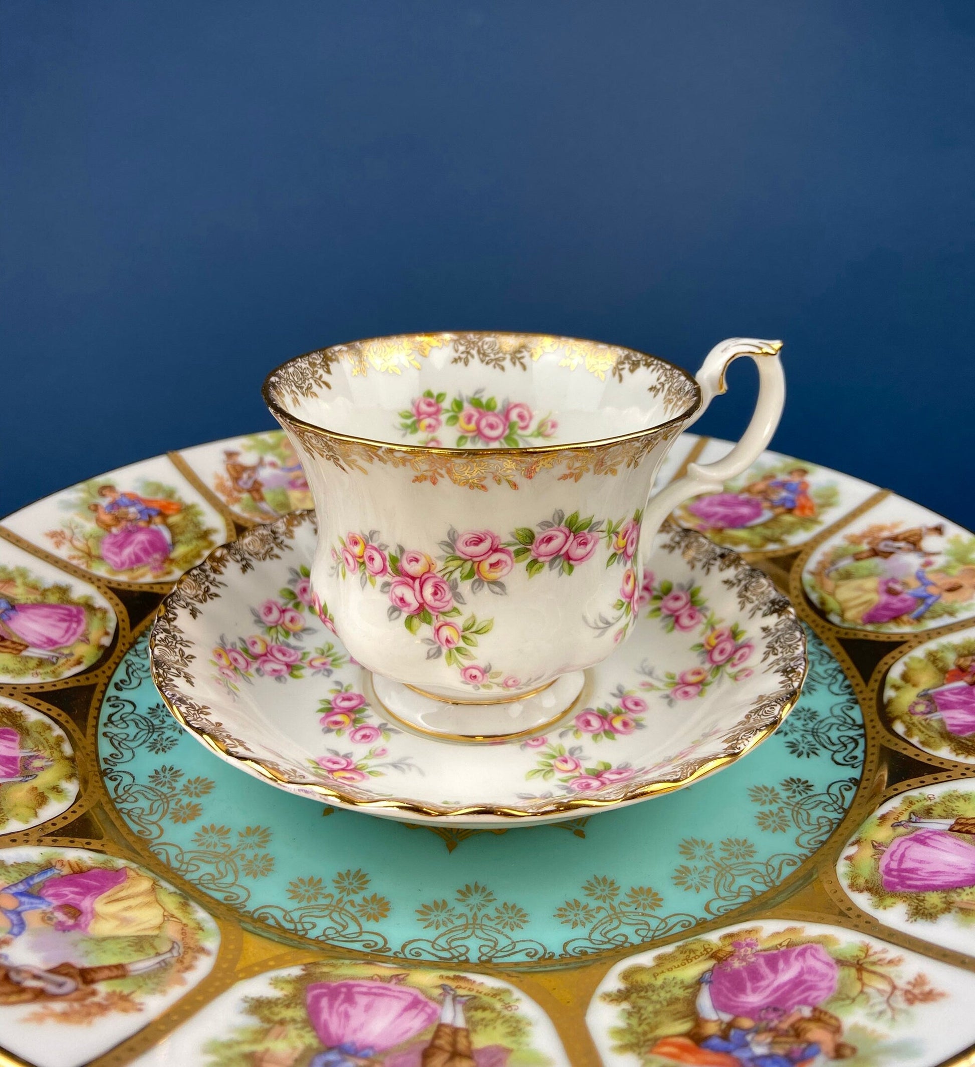 Vintage Fragonard Porcelain Footed Cake Stand, Bavaria OTCO, Collectible - Tampa Home & Garden Store