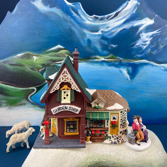 Vintage Garden Shop Christmas Village House by Lemax Limited Edition. Illuminated Porcelain Building. Whimsical Home Retail Holiday Decor. - Tampa Home & Garden Store