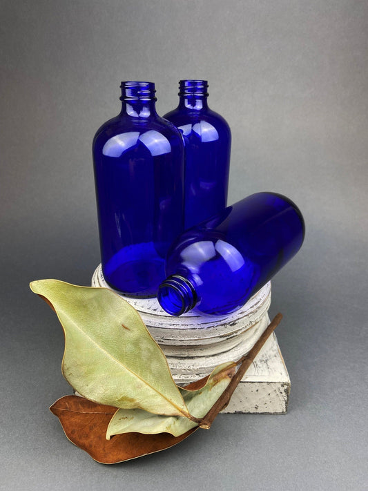 Vintage Glass Apothecary Bottles with Stoppers. Cobalt Blue Collectible For Home, Cafe or Store Display. - Tampa Home & Garden Store