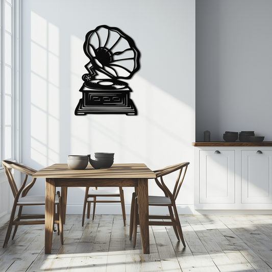 Vintage Gramophone Metal Wall Art – Retro Music-Inspired Home Decor Piece - KAF642 - Tampa Home & Garden Store