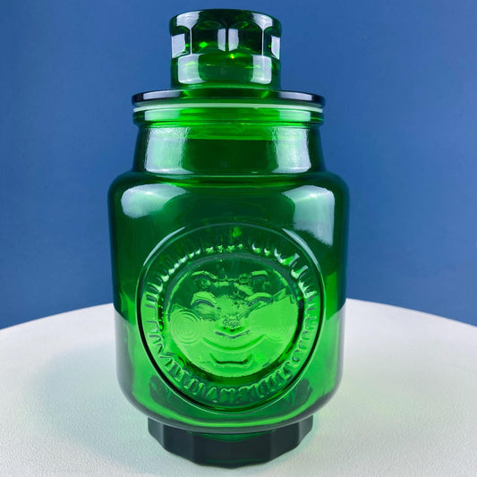 Vintage Green Glass Storage Jar with Lid. Wheton NJ. Glass Canister. Countertop Container or Cookie Jar. Modern Farmhouse. Dining Room Decor - Tampa Home & Garden Store