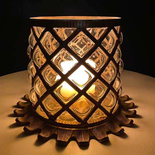 Vintage Hand Blown Bubble Glass Brass Urn Jar, Pineapple Design - Tampa Home & Garden Store
