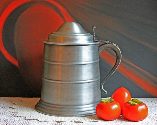 Vintage Ice Bucket  with Lid and Plastic Insert.  Pewter or Aluminum Jar with Ornate Handle - Tampa Home & Garden Store