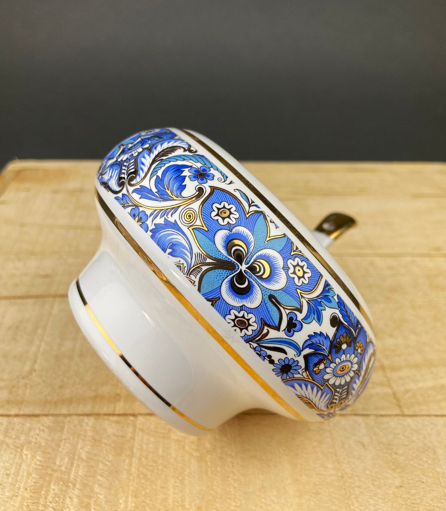 Vintage Italian Sugar Bowl/Bomboniere with Ceramic Spoon. Hand Painted Sugar Jar or Candy Dish. Lavorazione a Mano, Car Bomboniere. Italy. - Tampa Home & Garden Store