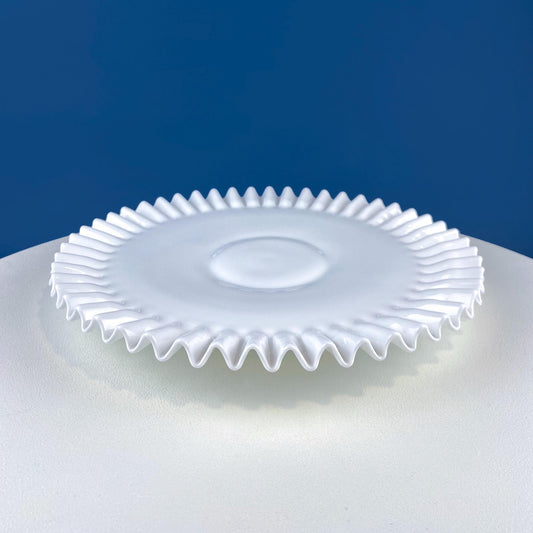 Vintage Large Milk Glass Serving or Cake Platter. White Hobnail Plate with Ruffled Edge. Modern Farmhouse. Dining Room Table Decor. - Tampa Home & Garden Store