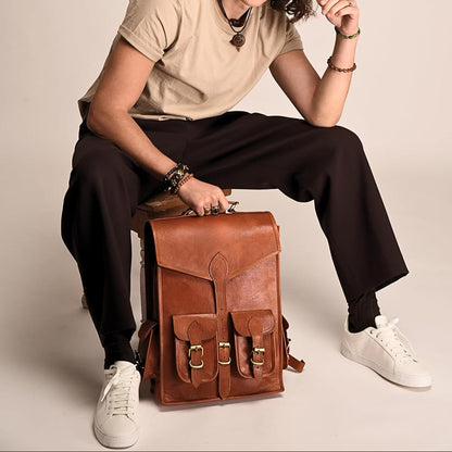 Vintage Leather Backpack Rucksack - Tampa Home & Garden Store