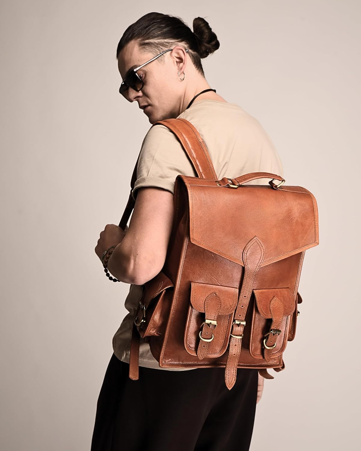 Vintage Leather Backpack Rucksack - Tampa Home & Garden Store