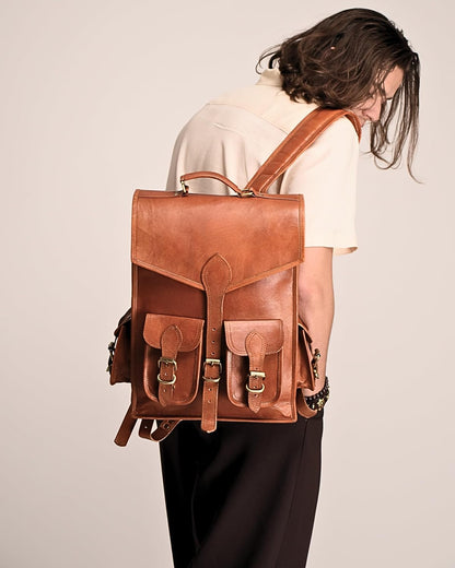 Vintage Leather Backpack Rucksack - Tampa Home & Garden Store