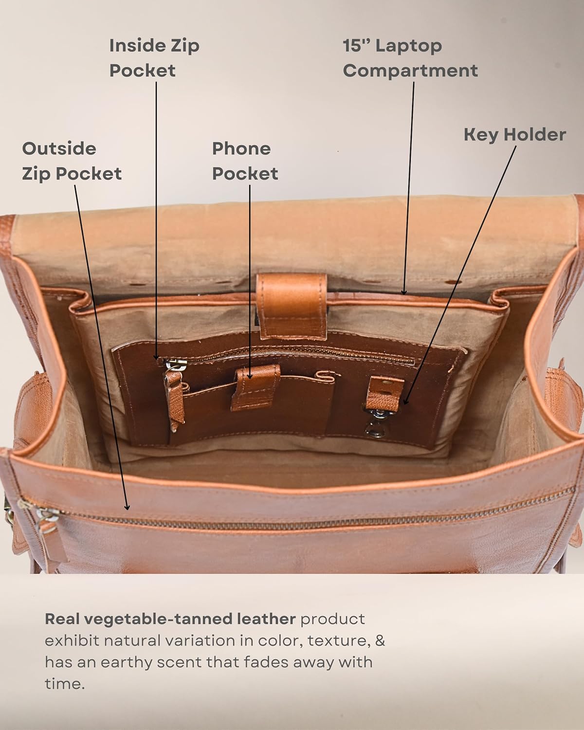 Vintage Leather Backpack Rucksack - Tampa Home & Garden Store