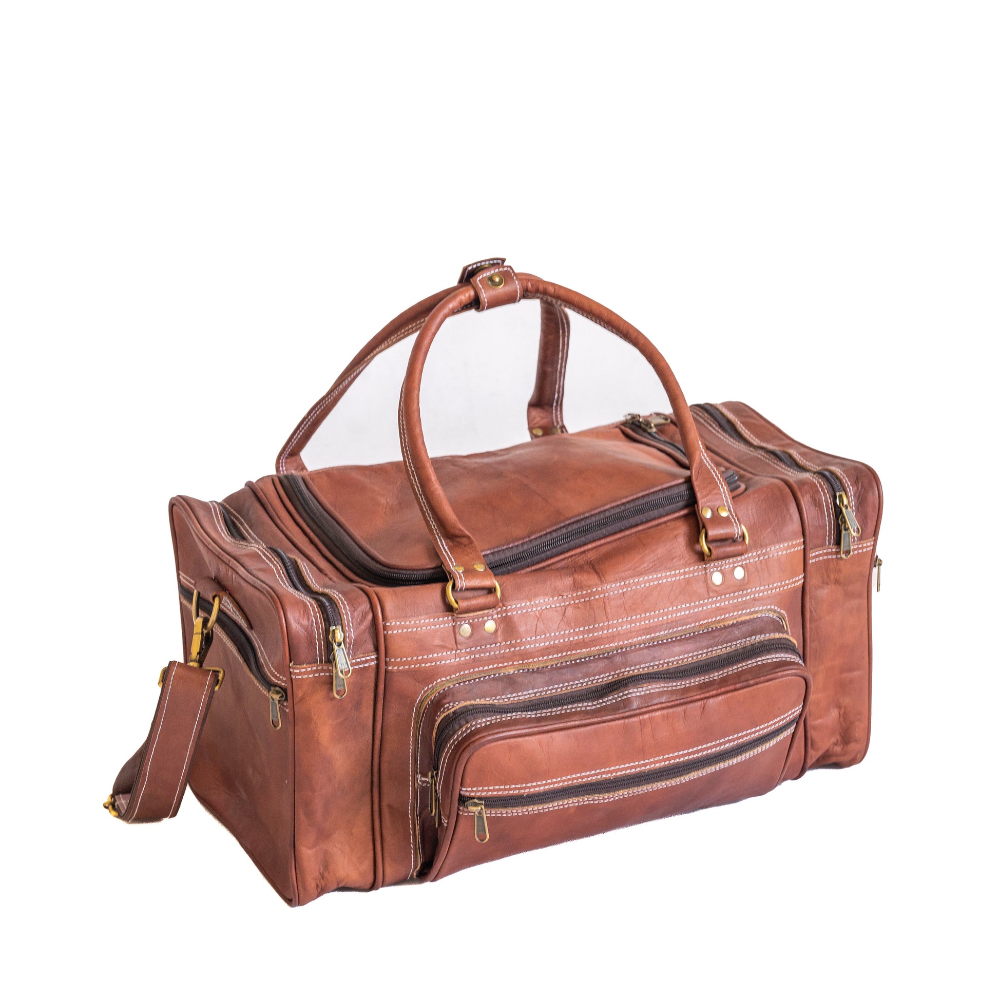 Vintage Leather Travel Duffle Bag - Tampa Home & Garden Store