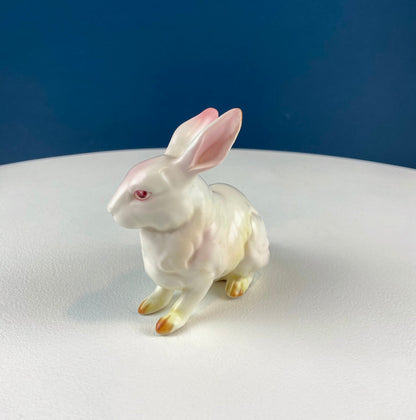 Vintage Lefton Bunny Figurine. Small Porcelain Sitting Rabbit. Hand-Painted Bunny. Easter/Spring Celebration. Collectible Table Decor. - Tampa Home & Garden Store