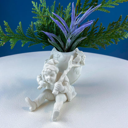 Vintage Lenwile Ardalt Porcelain Flower Vase: Boy with Wine Barrel - Tampa Home & Garden Store