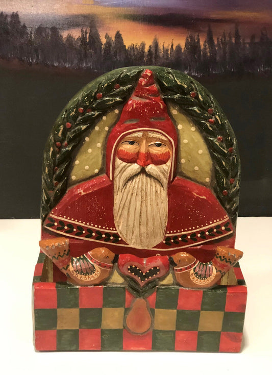Vintage Letters To Santa Sorter /Christmas Decor/Resin Box with Wood Texture/ Rustic Stand with Folk Hand Painted Details. - Tampa Home & Garden Store