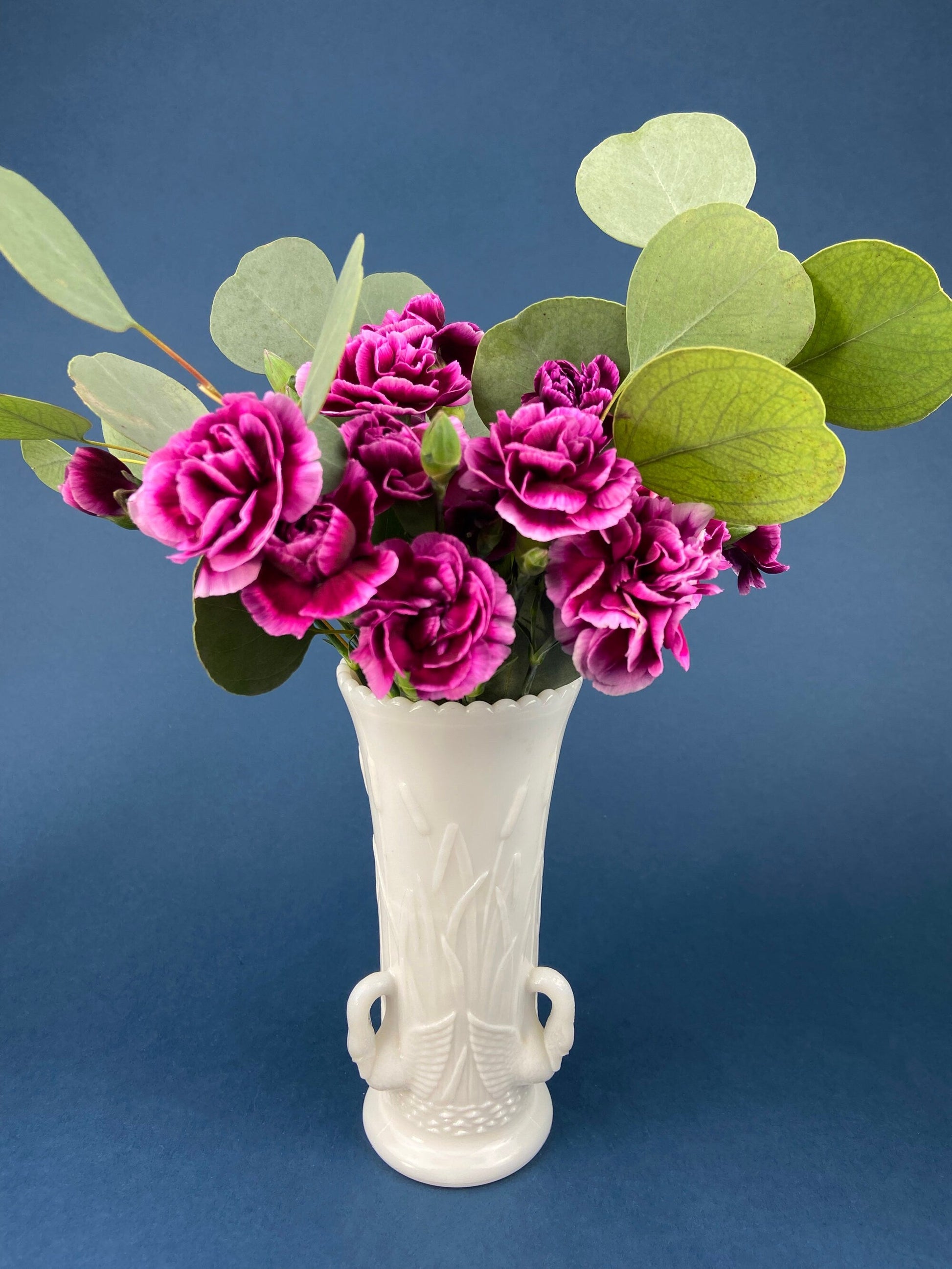 Vintage Milk Glass Vase.  Planter with Sailor Lace Rim Pattern and Ribbed Surface.  Vase by Atterbury Glass, Co. - Tampa Home & Garden Store