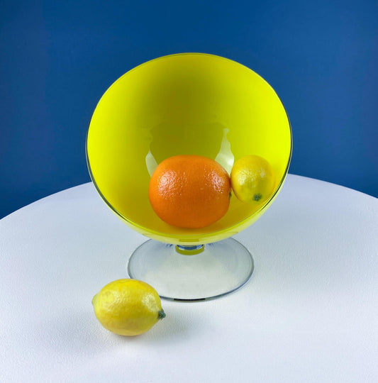 Vintage Modern Yellow Footed Bowl. Unique Modern Hand Blown Serving, Candy Dish. Modern Home Decor. Interior Design Ideas. Gift for Him Her. - Tampa Home & Garden Store