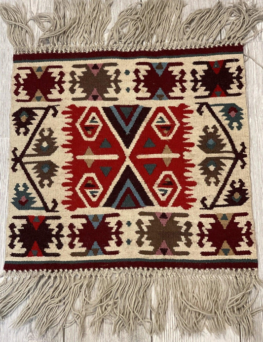 Vintage Navajo Like Bulgarian Wool Kilim Display Rug 1'8''x1'7'' - Tampa Home & Garden Store