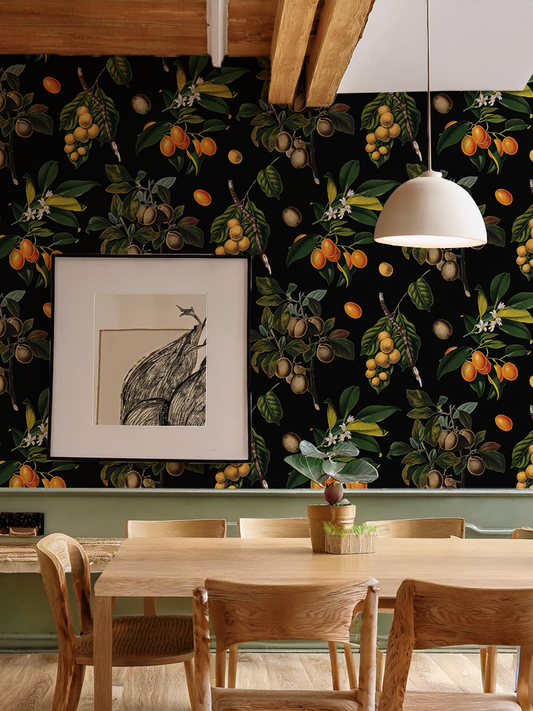 Vintage Orchard Wallpaper, black - Tampa Home & Garden Store