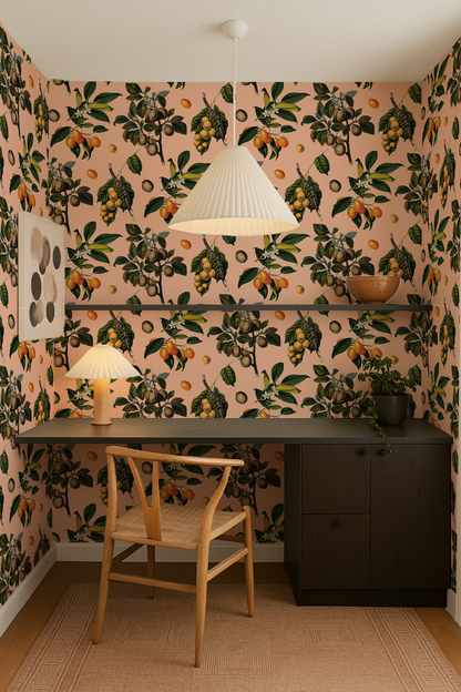 Vintage Orchard Wallpaper, peach - Tampa Home & Garden Store