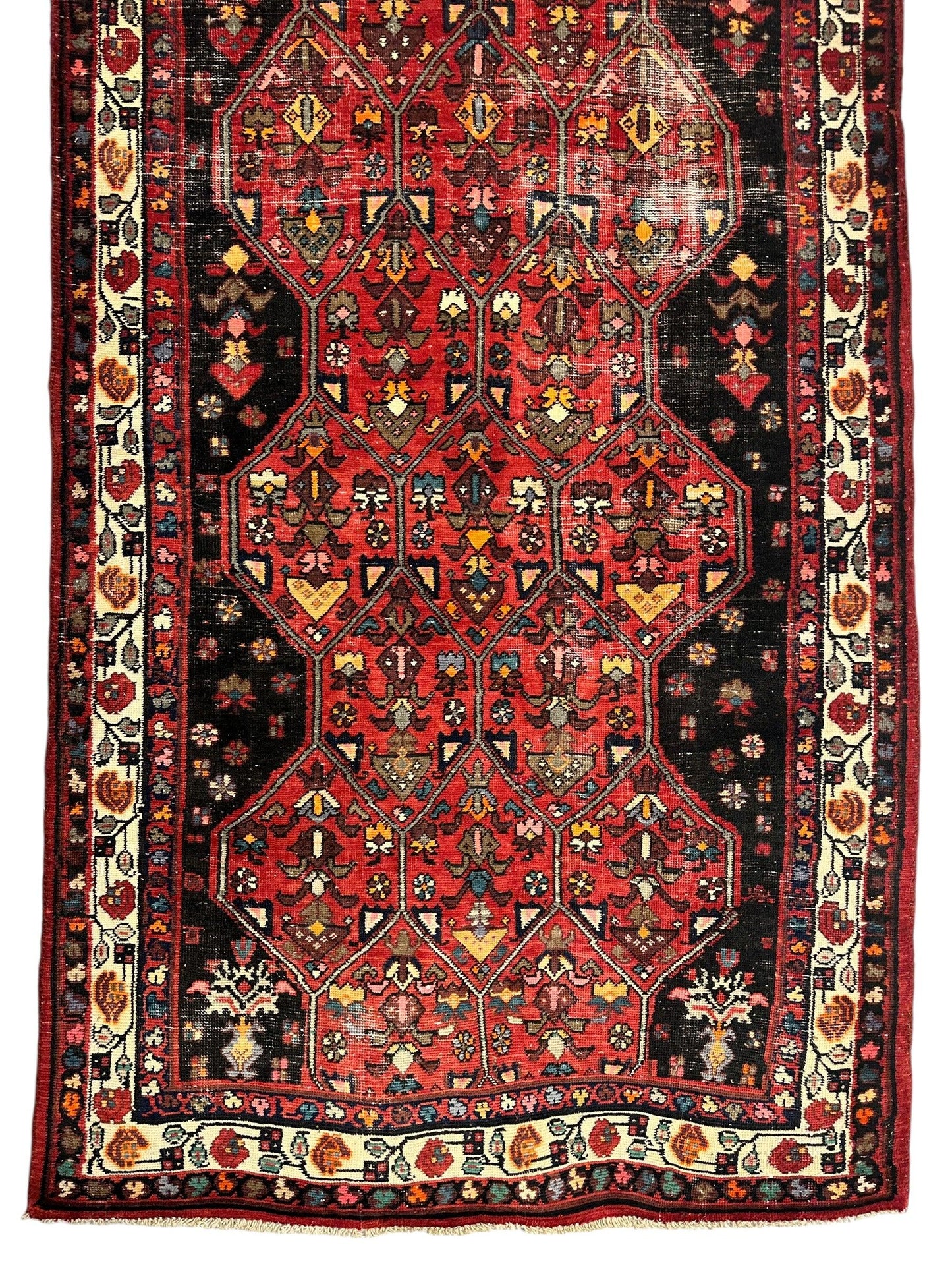 Vintage Persian Hosseinabad Runner Rug - 4’2” x 10’5” - Handwoven Wool, Circa 1950s - Tampa Home & Garden Store