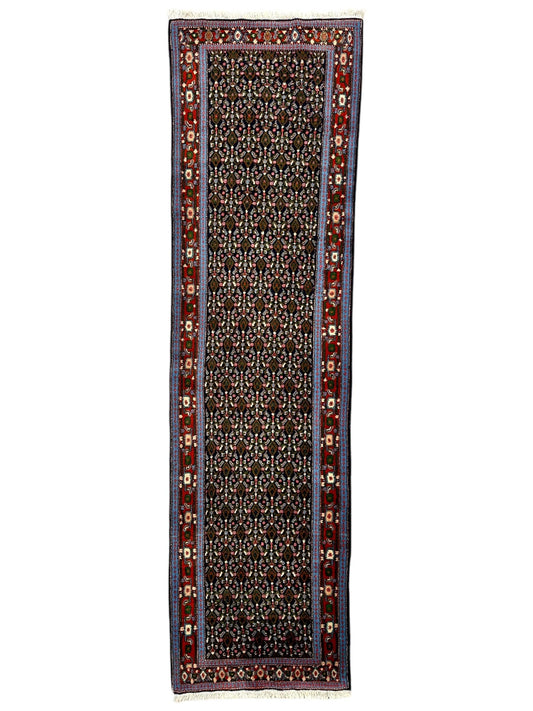 Vintage Persian Senneh Runner Rug - 2'8" x 9'8" - Handwoven Wool, Circa 1960-1980 - Tampa Home & Garden Store