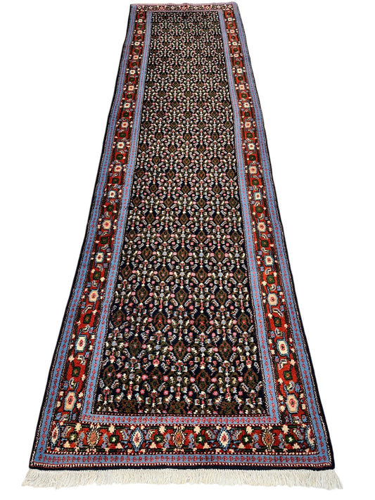 Vintage Persian Senneh Runner Rug - 2'8" x 9'8" - Handwoven Wool, Circa 1960-1980 - Tampa Home & Garden Store