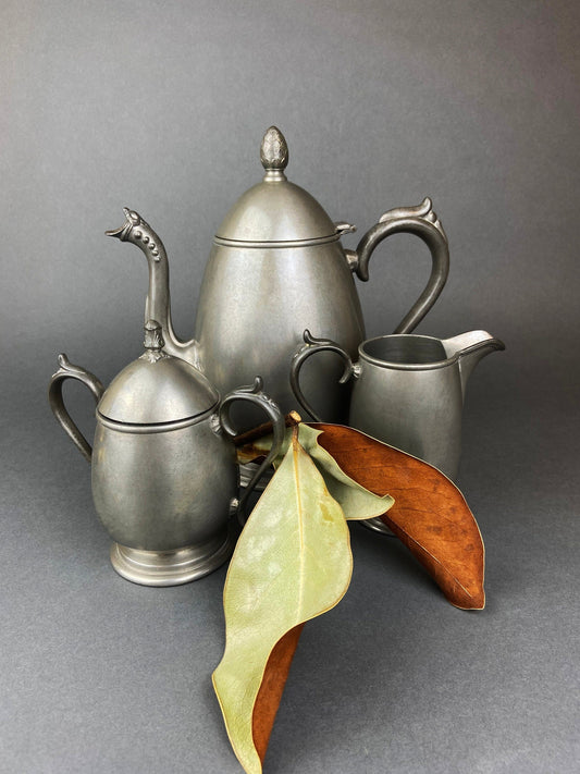 Vintage Pewter Coffee Set. KSC p81 Pewter. Coffee Pot, Sugar Bowl and Creamer. - Tampa Home & Garden Store