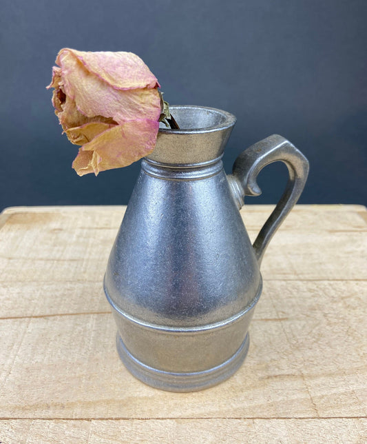 Vintage Pewter Pitcher. Small Collectible Jug or Rustic Flower Vase. Home, Restaurant Decor. Film, Food Styling Prop. RWP, USA. - Tampa Home & Garden Store