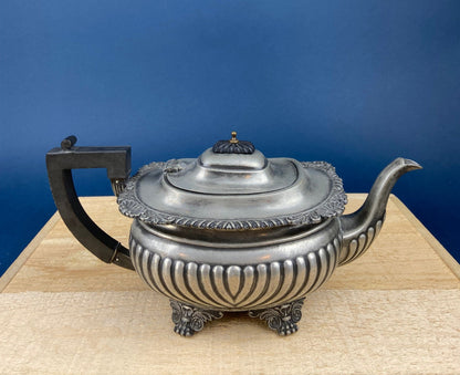 Vintage Pewter Teapot and Coffee Pot. Set of Two Beautifully Detailed Serving Pots. Fluted Body. Made in England. Pewter Collectors. - Tampa Home & Garden Store