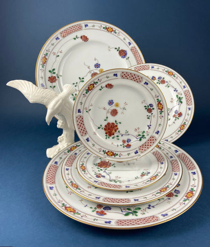 Vintage Porcelain Plates Trio, Dinner Set by Noritake Ireland. Asian Inspired Three Plates: Dinner, Salad, and Dessert. - Tampa Home & Garden Store