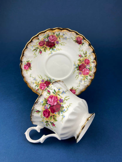 Vintage Queen Anne Bone China Porcelain Tea Cup and Saucer. Summer Days Design. Tea Party Hosting Essentials. Collectible Set. - Tampa Home & Garden Store