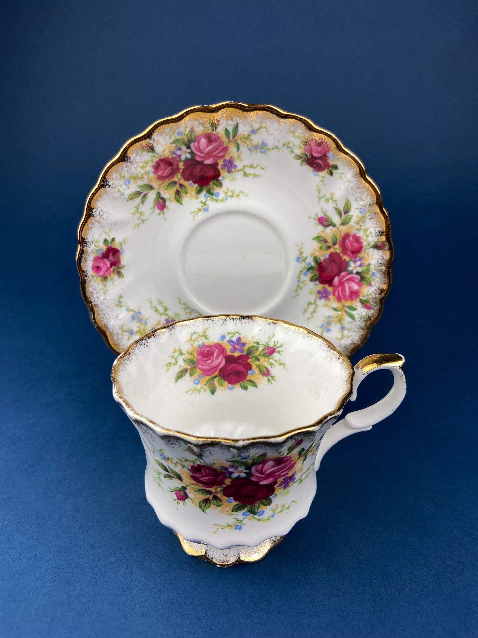Vintage Queen Anne Bone China Porcelain Tea Cup and Saucer. Summer Days Design. Tea Party Hosting Essentials. Collectible Set. - Tampa Home & Garden Store