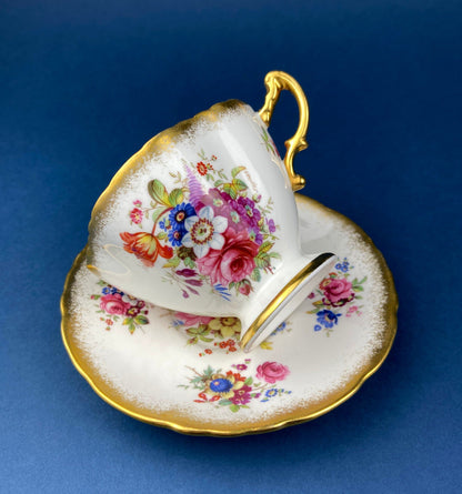 Vintage Queen Anne Bone China Porcelain Tea Cup and Saucer. Summer Days Design. Tea Party Hosting Essentials. Collectible Set. - Tampa Home & Garden Store