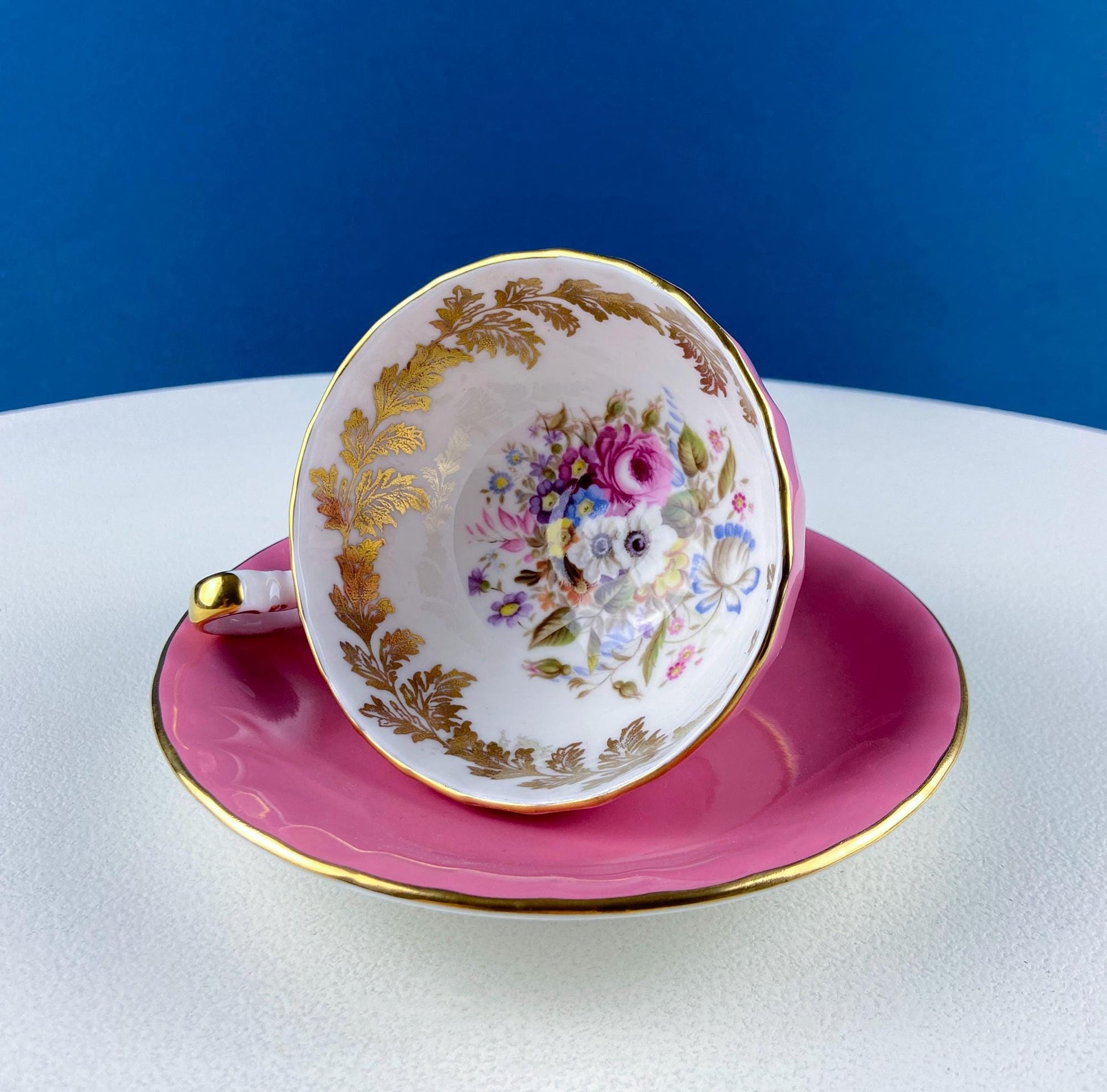 Vintage Royal Albert Brown & Gold Tea Coffee Cup and Saucer. All Over Flower Motif. Gold Leaf Border.  Buckingham Series. Hosting Essentials - Tampa Home & Garden Store