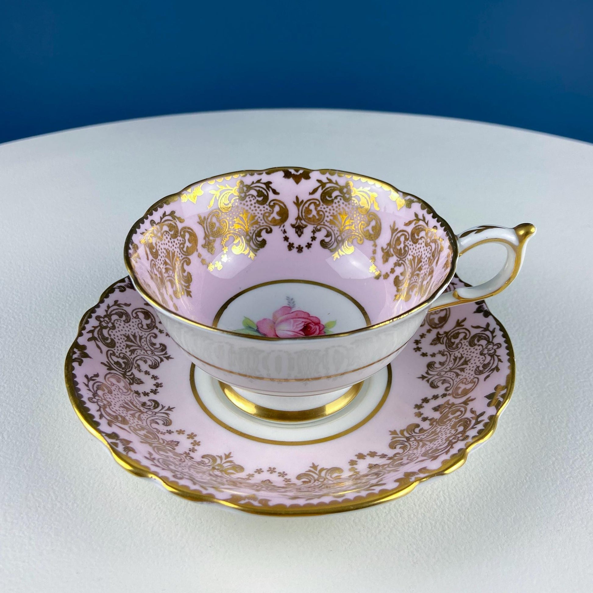 Vintage Royal Albert Brown & Gold Tea Coffee Cup and Saucer. All Over Flower Motif. Gold Leaf Border.  Buckingham Series. Hosting Essentials - Tampa Home & Garden Store