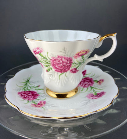 Vintage Royal Albert Tea Cup and Saucer. Friendship Series of 12. Carnation Motif. Fine Bone China Made in England. - Tampa Home & Garden Store