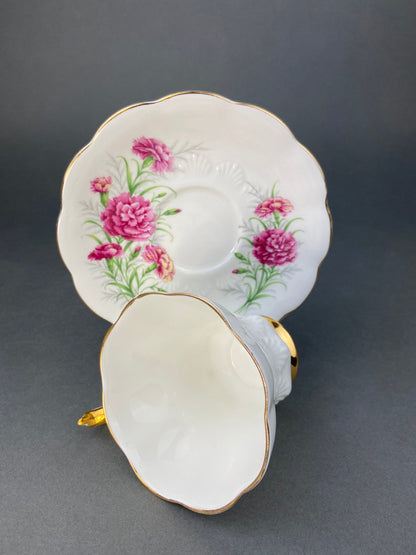 Vintage Royal Albert Tea Cup and Saucer. Friendship Series of 12. Carnation Motif. Fine Bone China Made in England. - Tampa Home & Garden Store