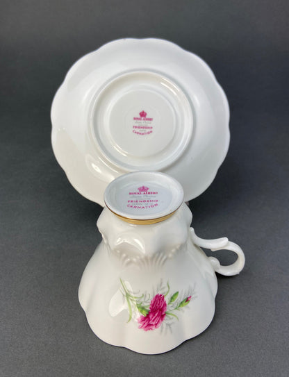 Vintage Royal Albert Tea Cup and Saucer. Friendship Series of 12. Carnation Motif. Fine Bone China Made in England. - Tampa Home & Garden Store