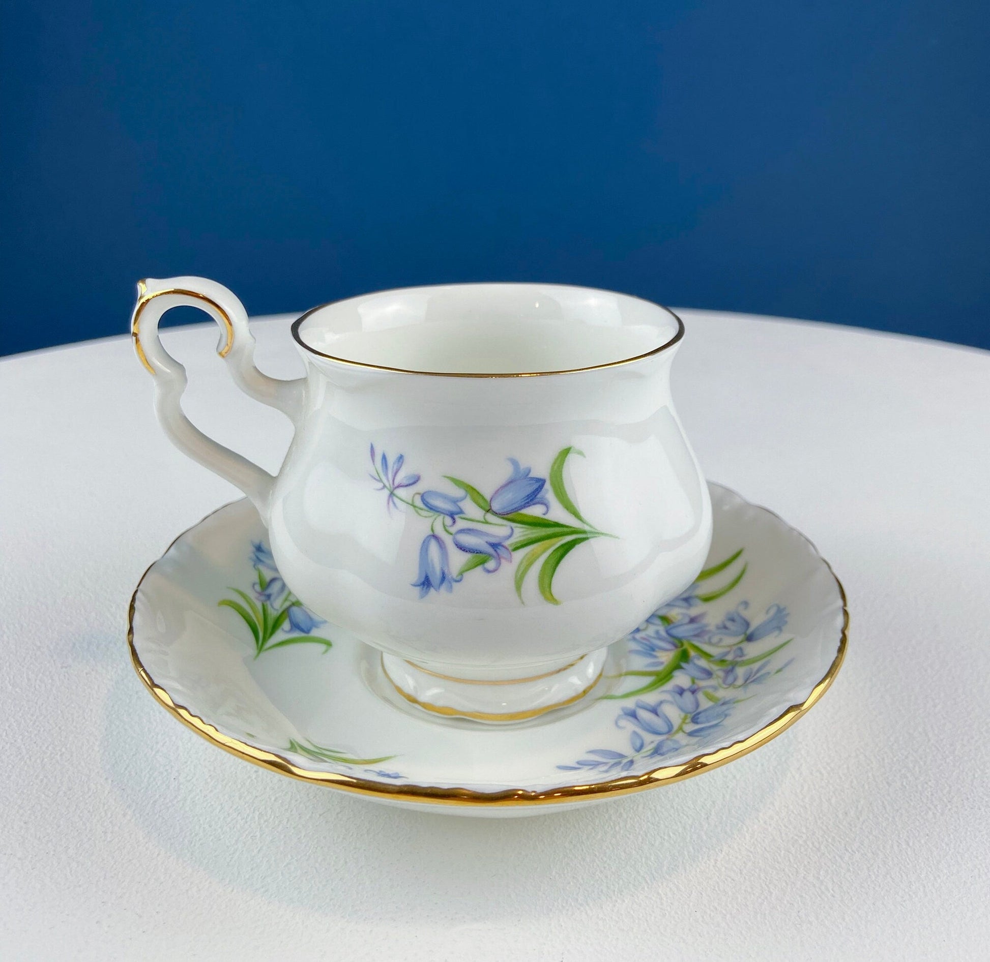 Vintage Royal Albert Teacup and Saucer: Blue Bell Sonnet Series - Tampa Home & Garden Store