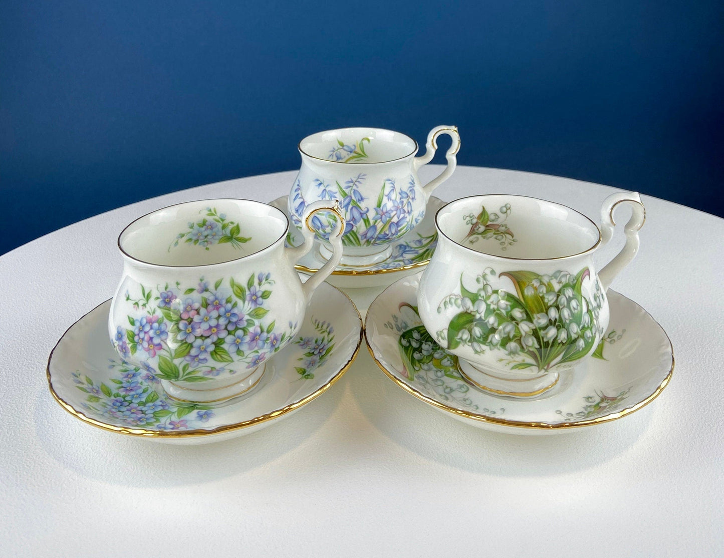 Vintage Royal Albert Teacup and Saucer: Blue Bell Sonnet Series - Tampa Home & Garden Store