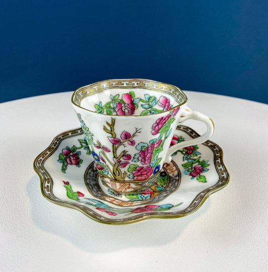 Vintage Royal Coalport Tea Cup and Saucer. Made in England. Stunning Hand Painted Asian Floral Motif. Peonies and Trees. Dining Room Decor. - Tampa Home & Garden Store