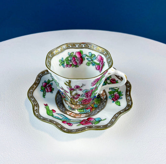 Vintage Royal Coalport Tea Cup and Saucer. Made in England. Stunning Hand Painted Asian Floral Motif. Peonies and Trees. Dining Room Decor. - Tampa Home & Garden Store