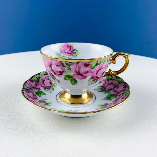 Vintage Royal Sealy Tea Coffee Cup & Saucer with Pink Roses Design. Dining Room Decor. Modern Farmhouse. Tea Garden Party Hosting Essentials - Tampa Home & Garden Store